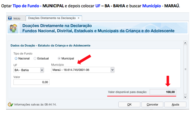 Doe parte do IR para o CMDCA